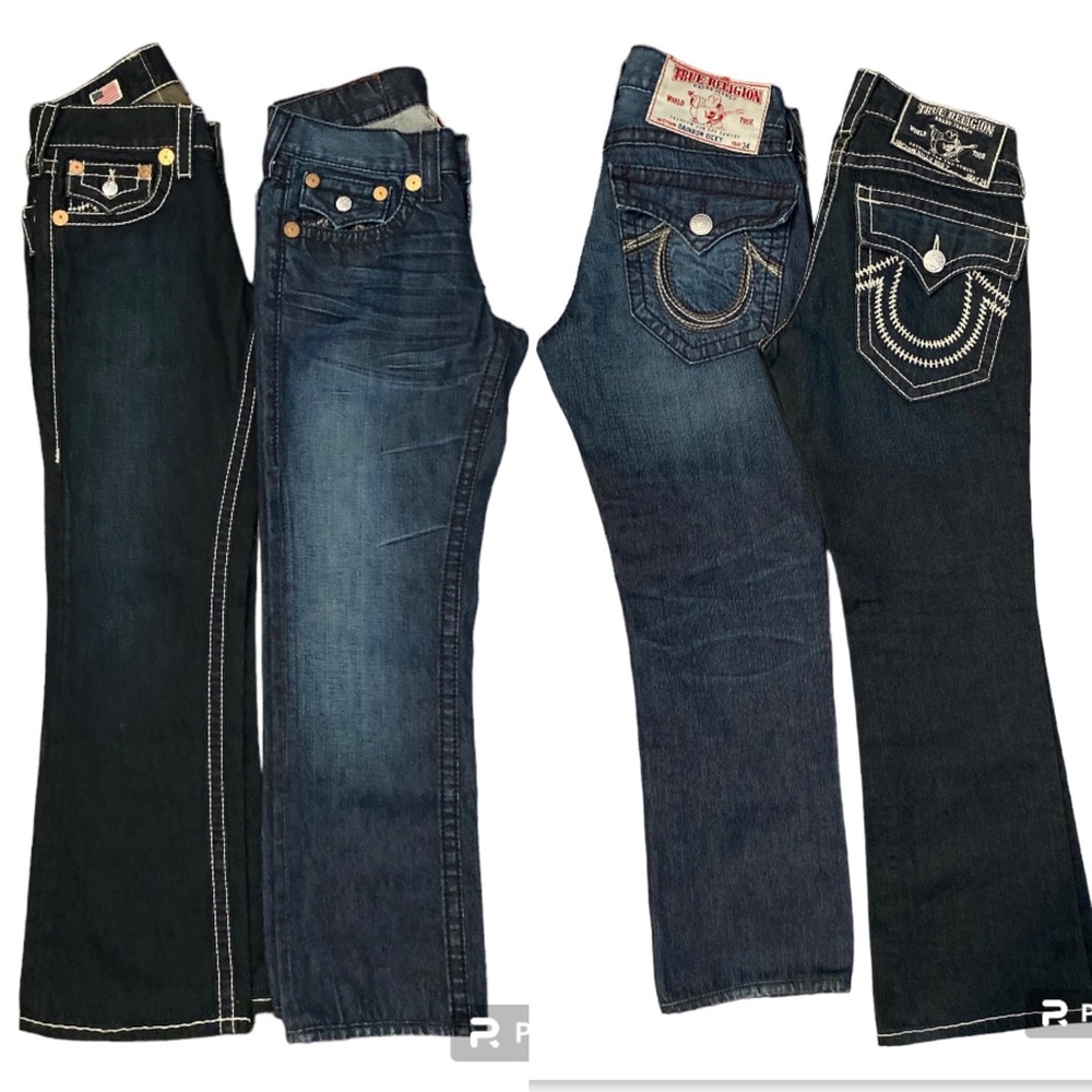 TRUE RELIGION 2 Low Rise Boot Cut Flare 💯 Cotton Jeans Size 28 - Picture 2 of 16